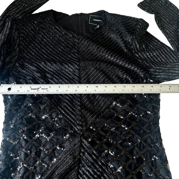 BCBGMAXAZRIA Black Long Sleeve Ciana Sparkle Evening Mini Dress Size 8 NWT - Picture 13 of 15